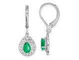 2/3 Carat (ctw) Emerald Leverback Drop Earrings in Sterling Silver